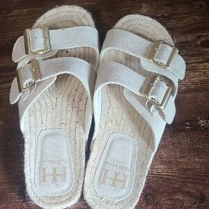 Haute Hippie Cream /beige Boho Sandals with Gold Accents 8.5